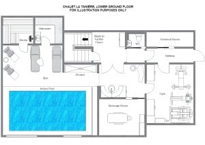 Luxury Ski Chalet in Meribel | Chalet La Tanière | Bramble Ski - Lower ground floor  Floorplan