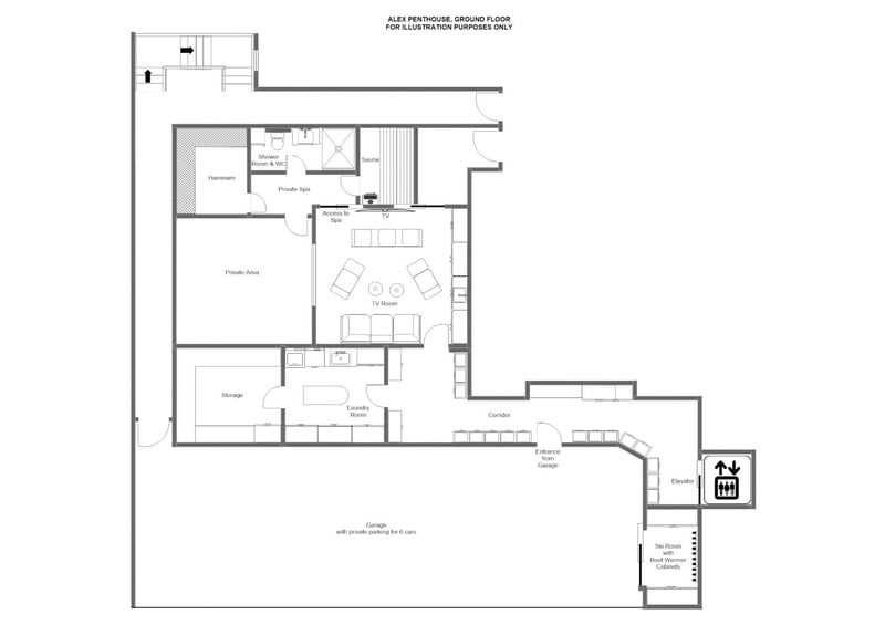 Alex Penthouse - Ground floor (separate from the apartment) Floorplan