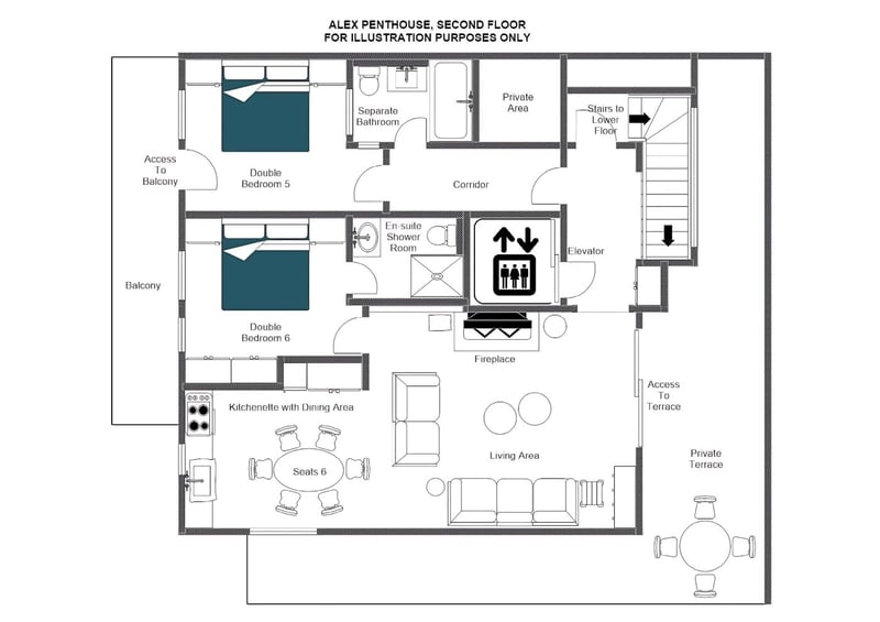 Alex Penthouse - Second floor Floorplan