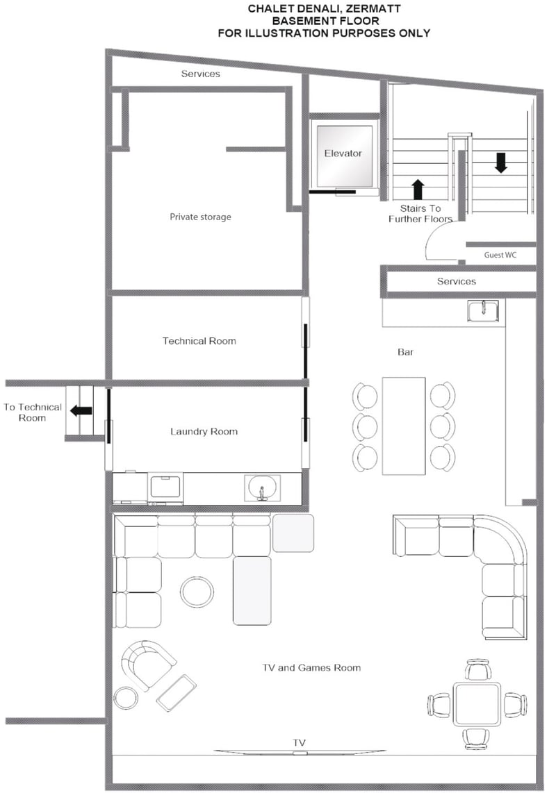Chalet Denali - Lower ground floor Floorplan