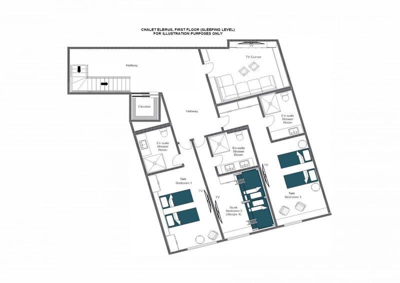 Chalet Elbrus - Sleeping floor (1st floor) Floorplan