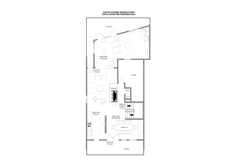 Chalet Kitsune - Ground floor Floorplan