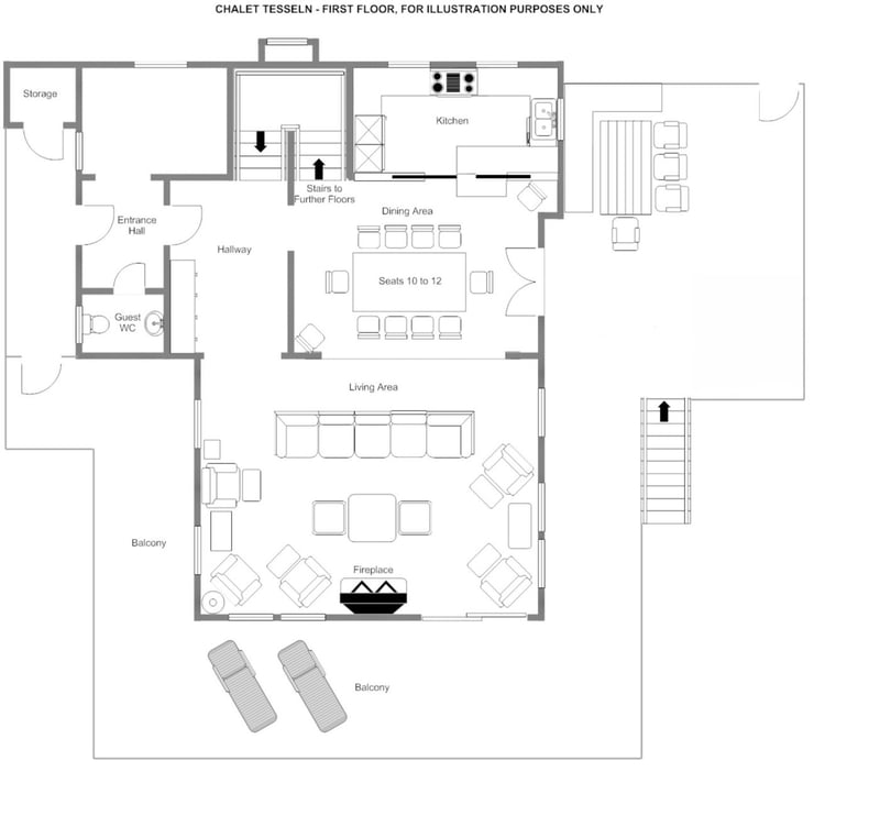 Chalet Tesseln - Living floor (1st floor)  Floorplan