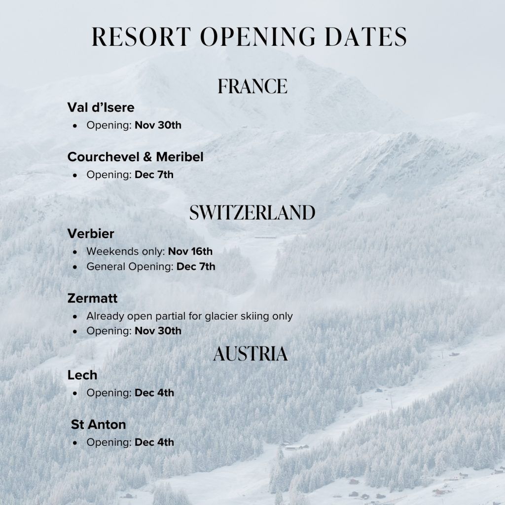 ski resort opening dates